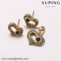 64200 Xuping GZ fashion jewelry market noble gold stud earrings trendy love heart jewelry set